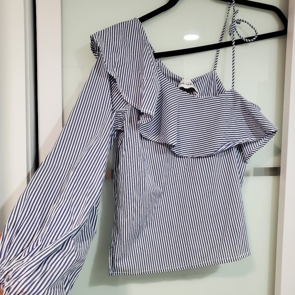 Highline Collective One Sleeve Ruffle Top - Picture 11 of 13